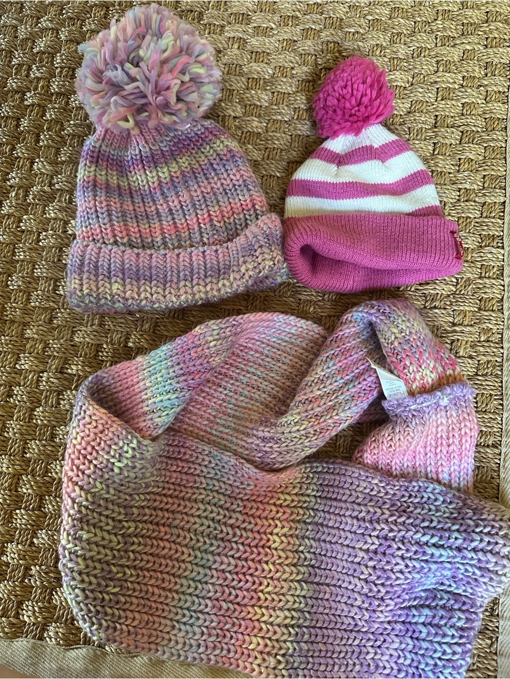 The Children's Place Girls Winter Hat & Infinity Scarf & Knit Pom Hat Bundle